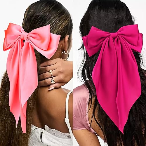 Miniatura 10 de Velscrun Lazos para el cabello para mujeres y niñas, 3 unidades, lazo para el cabello rosa, lazo azul morado, lazos grandes para el cabello, lazos