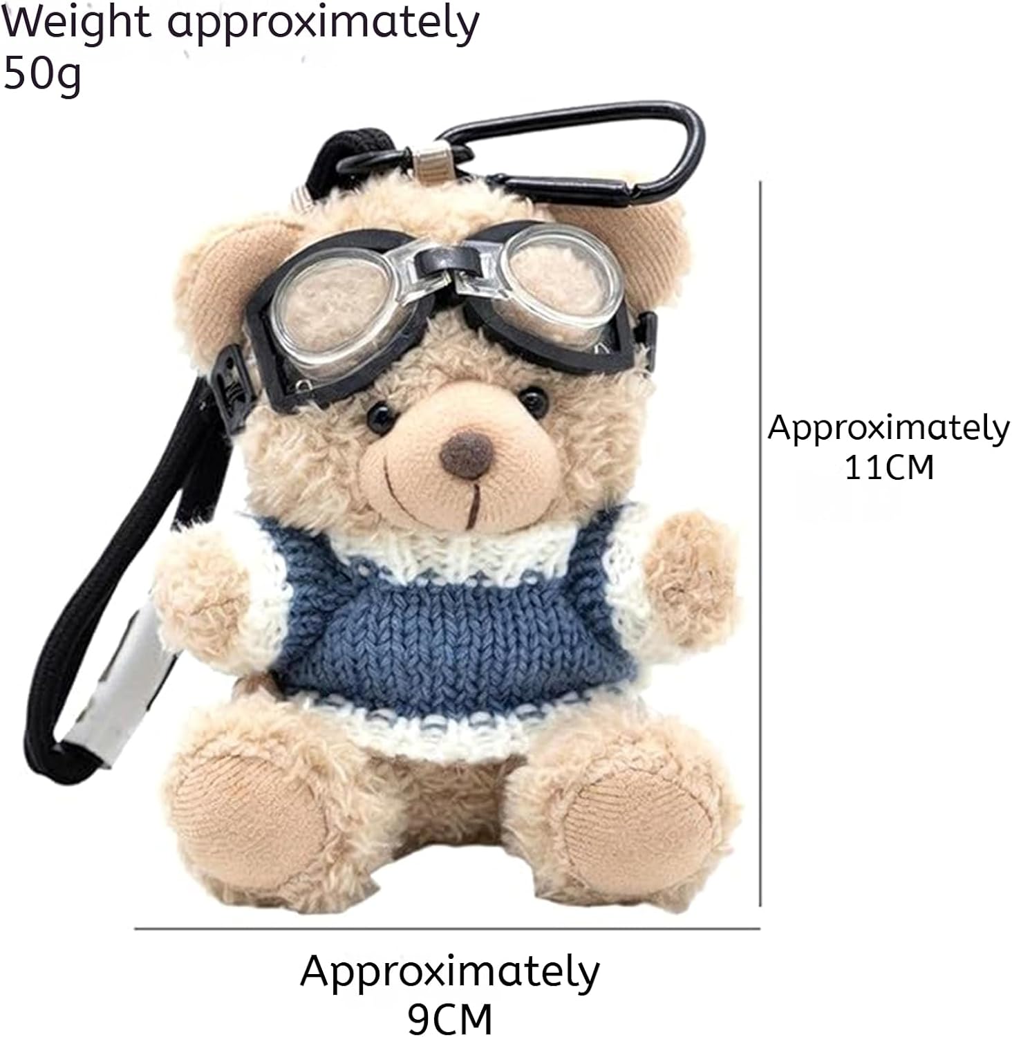 Cute bear keychain, cute pendant for bags and keys, plush keyring, mobile phone charm, personalized animal decoration 10 cm image 2