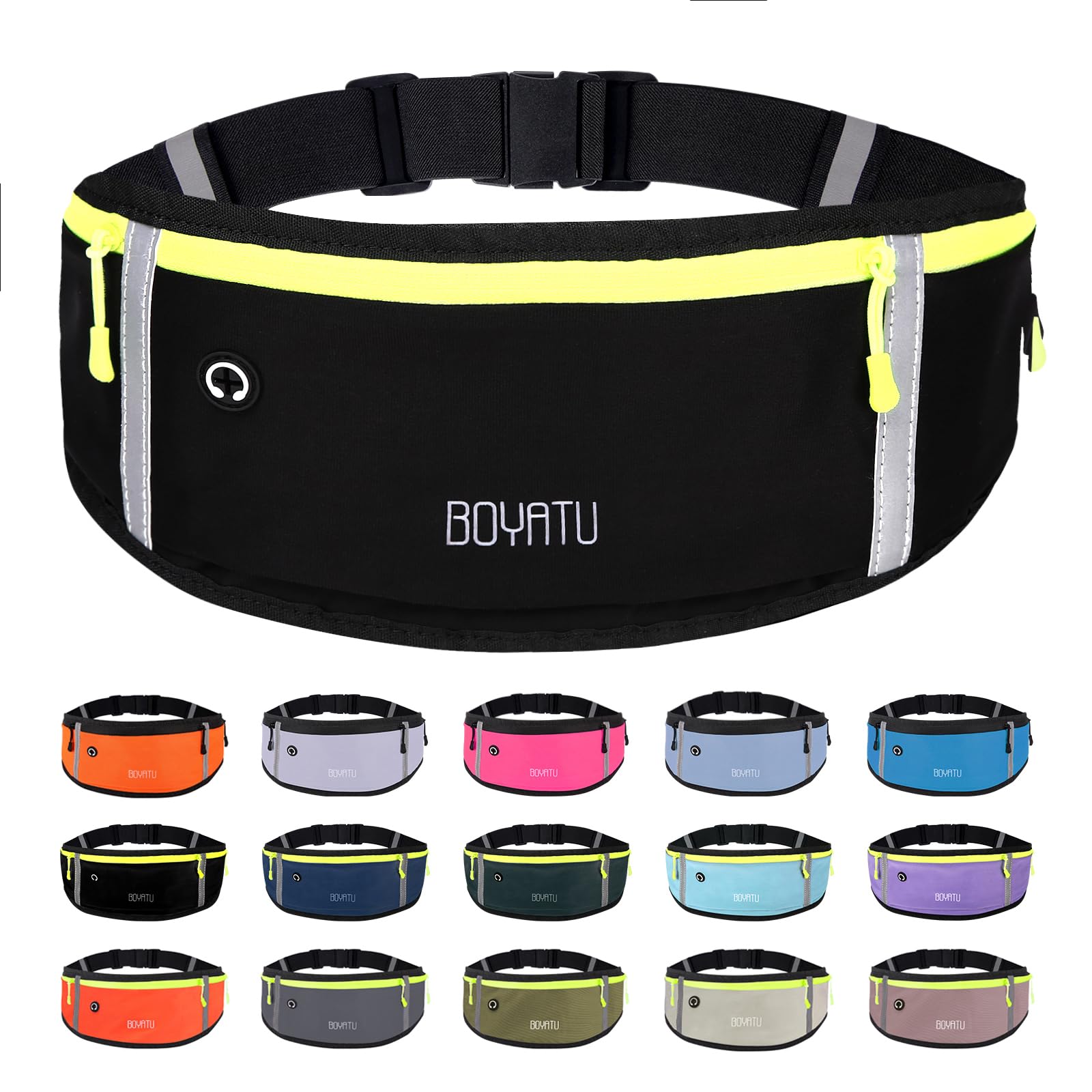 Running Belt Waist Fanny Pack: Slim Phone Holder Workout Pouch for Walking JoggingBlack