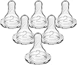 Dr. Brown’s Natural Flow Level 2 Narrow Baby Bottle Silicone Nipple, Medium Flow, 3m+, 100%!S(MISSING)ilicone Bottle Nipple, 6 Count