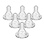 Dr. Browns Natural Flow Level 2 Narrow Baby Bottle Silicone Nipple, Medium Flow, 3m+, 100% Silicone Bottle Nipple, 6 Count