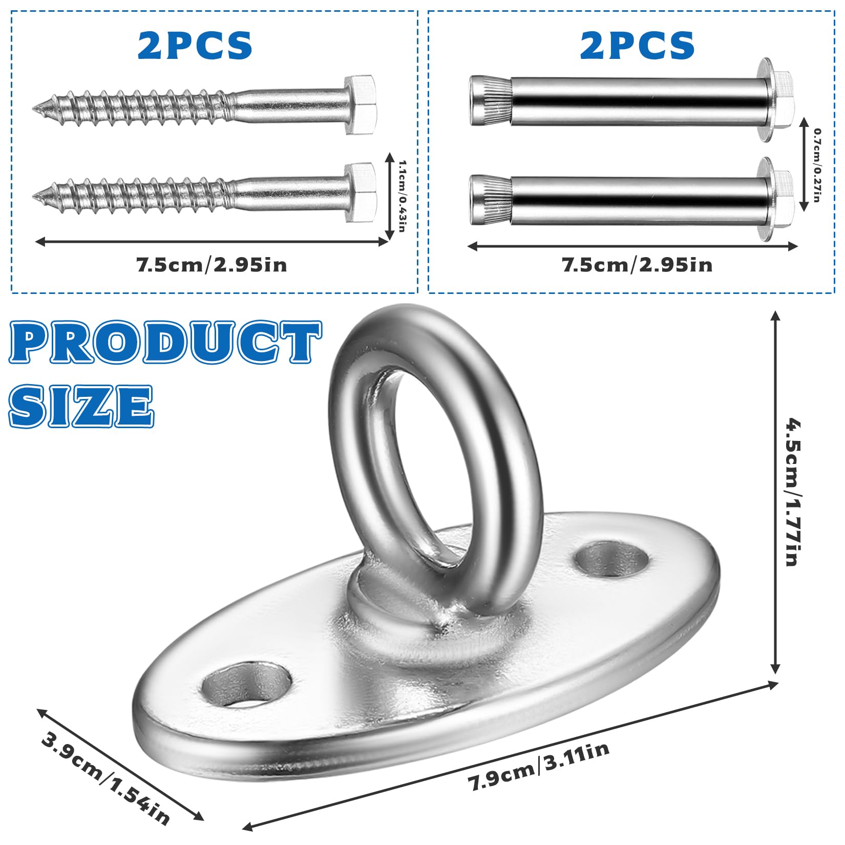 wugongshan Gancio da soffitto per carichi pesanti, in acciaio inox, per travi in legno, soffitto in cemento, fino a 500 kg, per altalena, yoga, poltrona sospesa