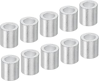 M METERXITY 10 Pack Aluminum Crimping Loop Sleeve Oval - 4mm Wire Rope Fastener Apply for Garden Fence (8x7.5mm)