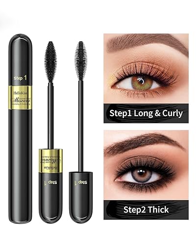 Miniatura 7 de Naseny Máscara de pestañas Vibely 2 en 1, 5 veces más larga, alargamiento y engrosamiento, impermeable, negro, volumen y longitud, a prueba de