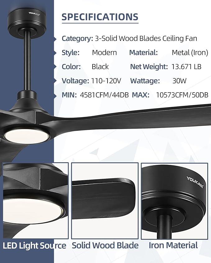 Ventilador de Techo 72 Pulgadas Con Luz LED y Control Remoto miniatura 8