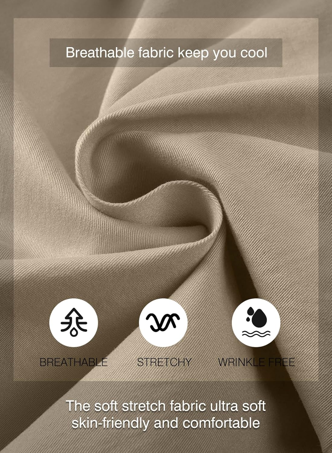 JMIERR Mens Casual Shorts - Cotton Drawstring Summer Beach Stretch Twill Chino Golf Shorts - Image 6