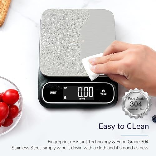 Miniatura 6 de BAGAIL Báscula de cocina de alta precisión de 0.00 oz, IPX6 impermeable, USB-C recargable, escala digital de 0.01 oz11 libras para alimentos onzas y