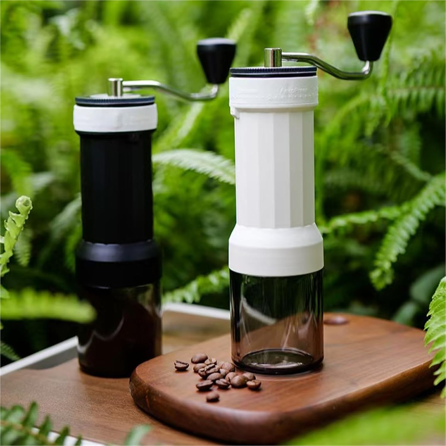 Manual Coffee Grinder Portable Hand-Crank Coffee Bean Grinder With Ceramic Burr Adjustable Coffee Grinder(White)