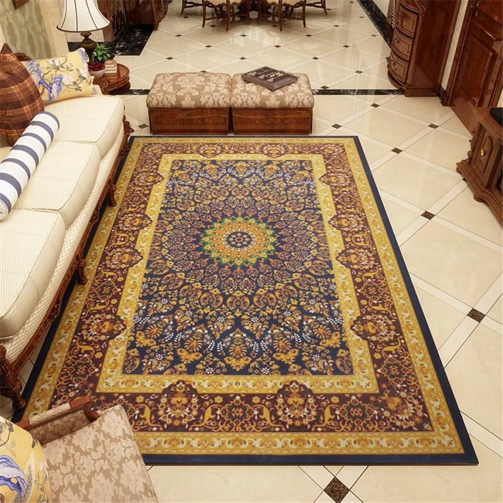 Tapis pour chambre à coucher au motif plantes jaunes style fleuri 50x80