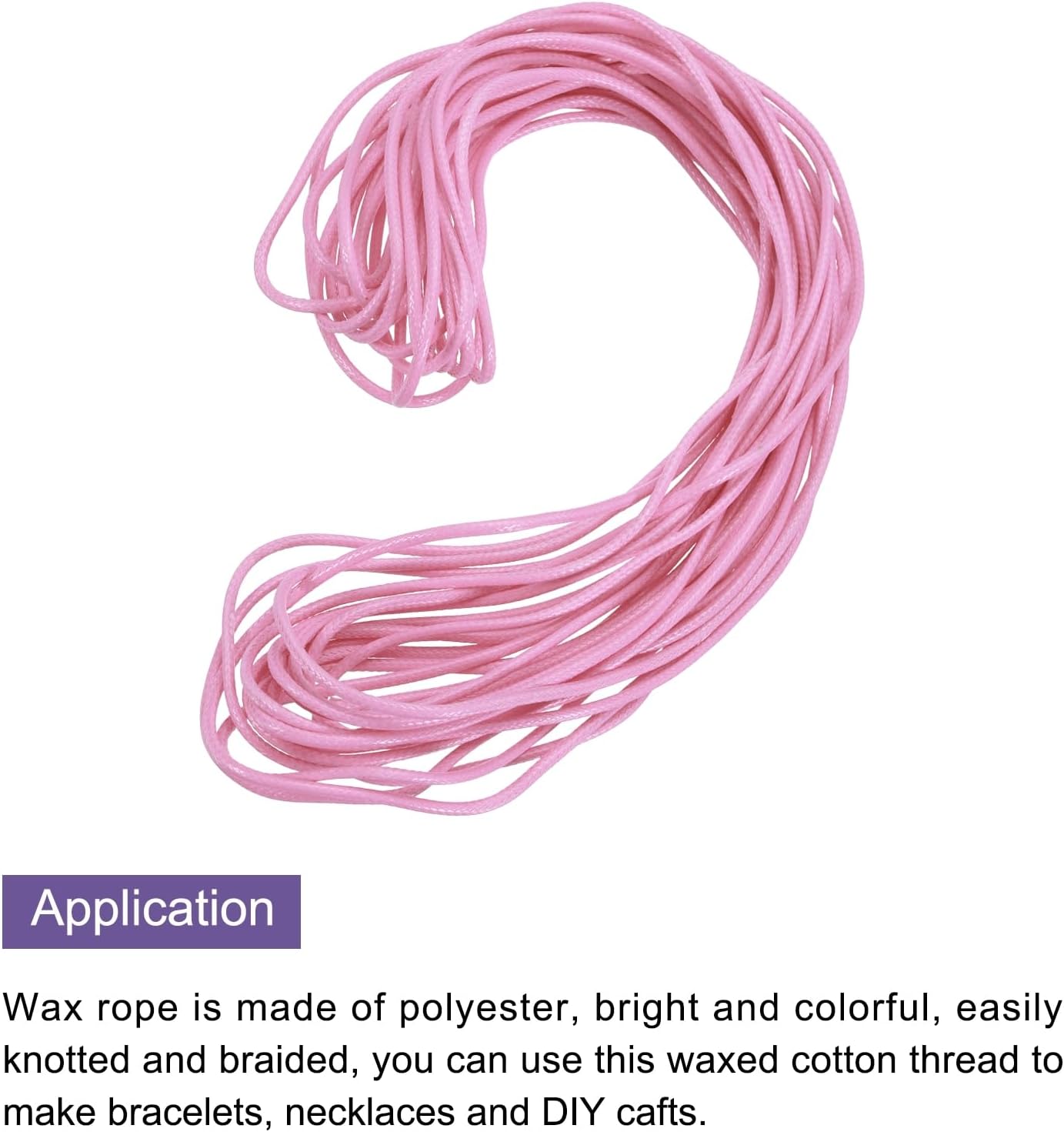 MECCANIXITY Waxed Cord 2mm Waxed Polyester Cord 11 Yard Wax String for Bracelet Making,Necklaces, Beading,Jewelry Making and DIY Crafts(Pink)