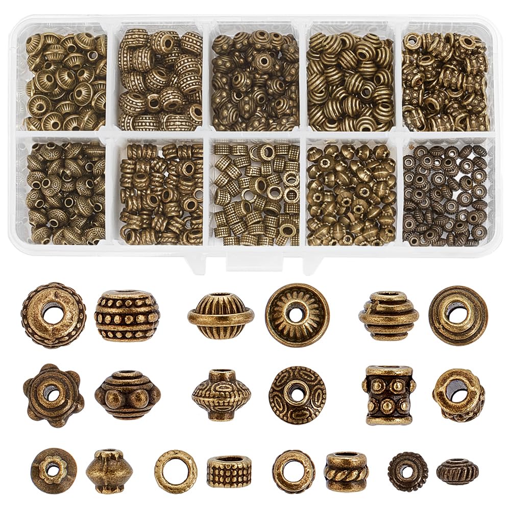 Perles d'espacement tibétaines en alliage de bronze pour bijoux raffinés