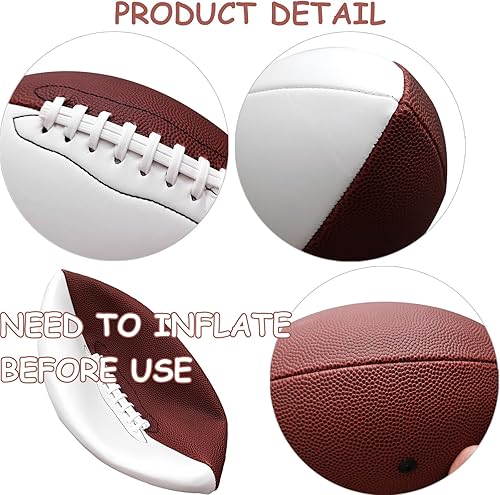 Miniatura 3 de 3 piezas de fútbol con autógrafos de fútbol en blanco de 12 pulgadas con paneles blancos para graduación, firma, trofeo, juego de rugby, fútbol