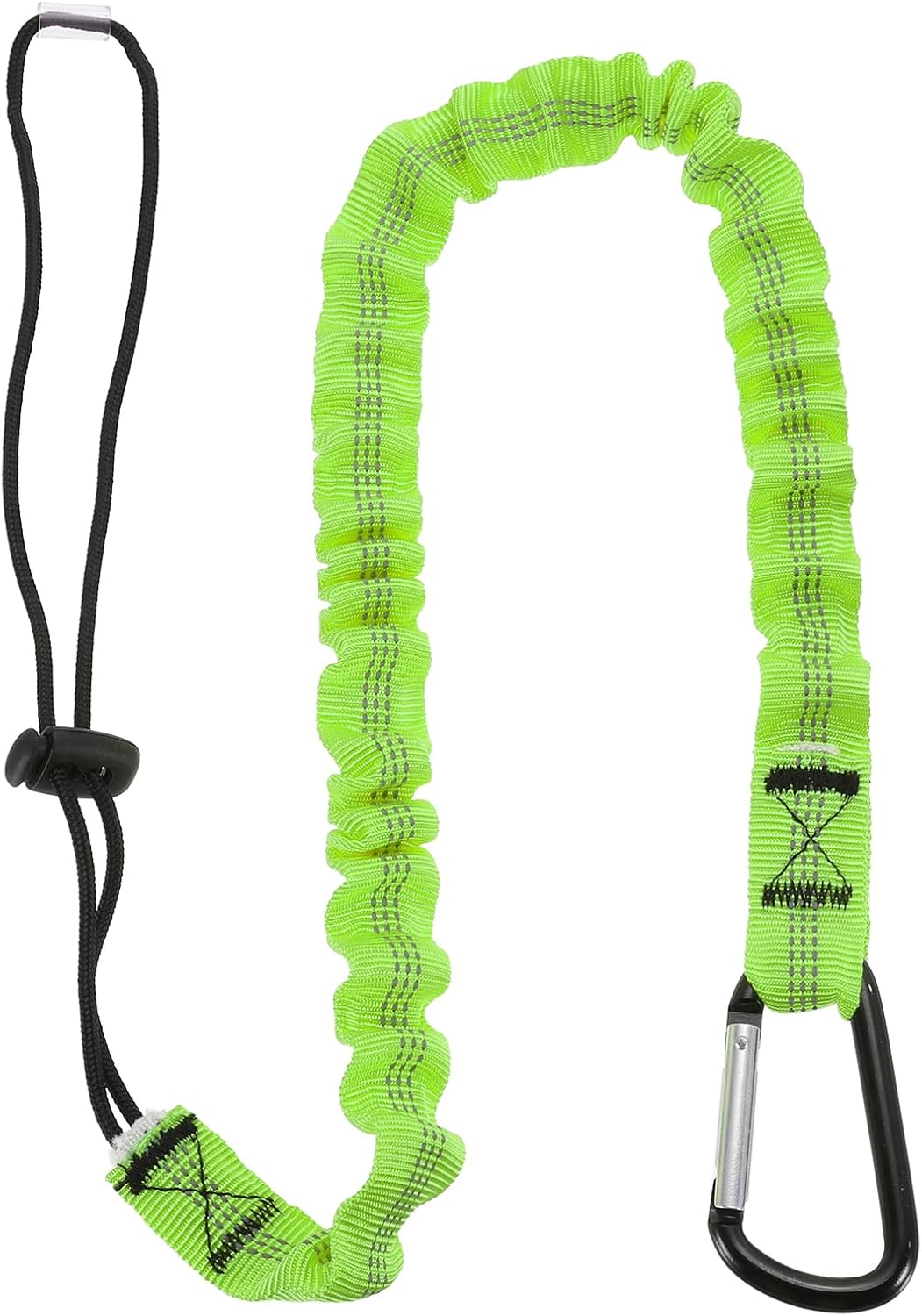 MECCANIXITY Retractable Tool Lanyard 2ft with Single Aluminum Buckle and Adjustable Loop End, Maximum Weight Limit 10KG / 22lb, Safety Fall Protection Tools Leash, Yellow