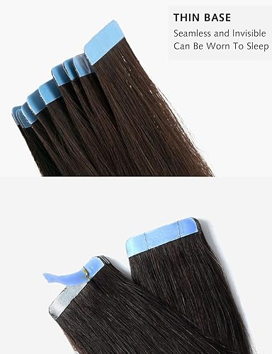 Miniatura 3 de Rosebud - Extensiones de cabello humano con cinta adhesiva REMY, extensiones de cabello de trama de piel seguras sin costuras, 1.41 ozpaquete, 20