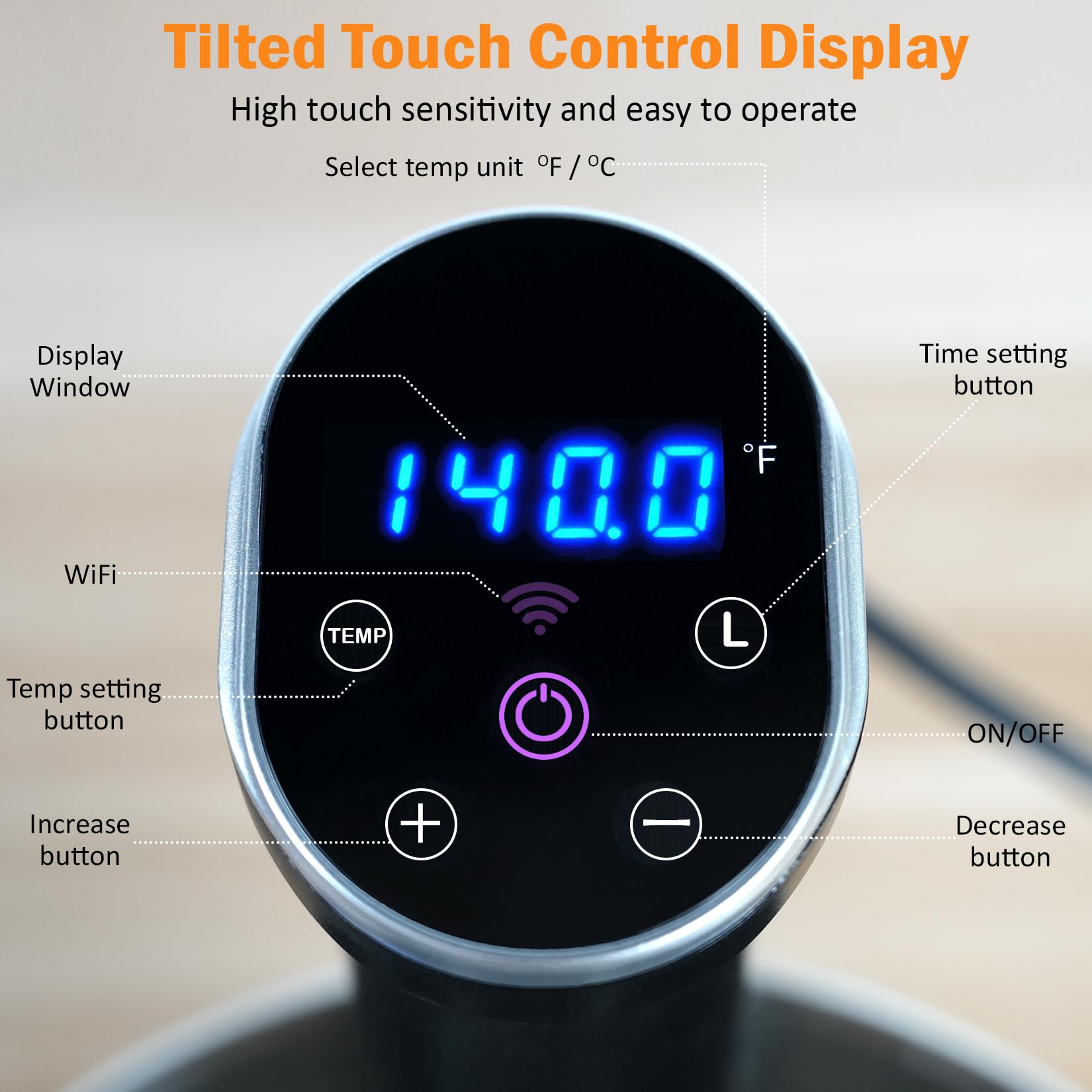 Cocina Sous Vide, máquina Sous Vide de 1100 W, circulador de inmersión, calentamiento rápido ultra silencioso con visualización táctil control preciso de temperatura y tiempo, IPX7 impermeable (Sous