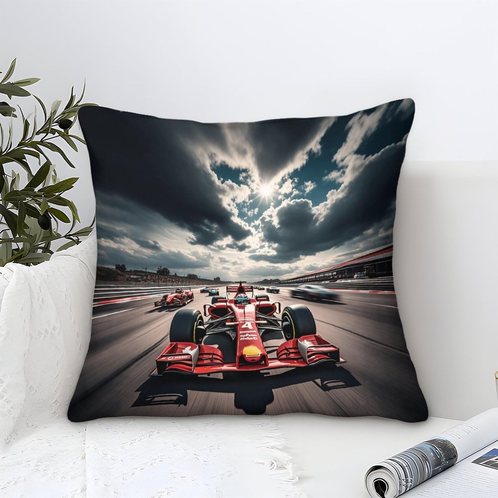 Dafufbw Formulaa Racing-8 Formulaa Racing Cushion Covers 50X50cm, Decorative 3D Racing Car Themed Throw Pillow, Square Accent Pillow Case For Sofa