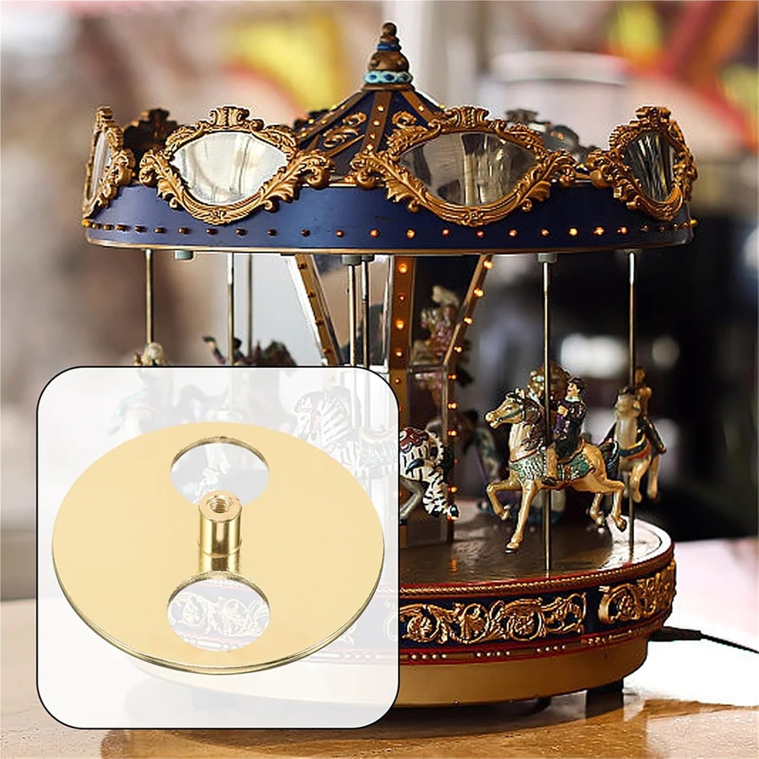 15 Pcs Music Box Accessories Gold Mirror Finish Winding Key Rotary Turntable Base Kit