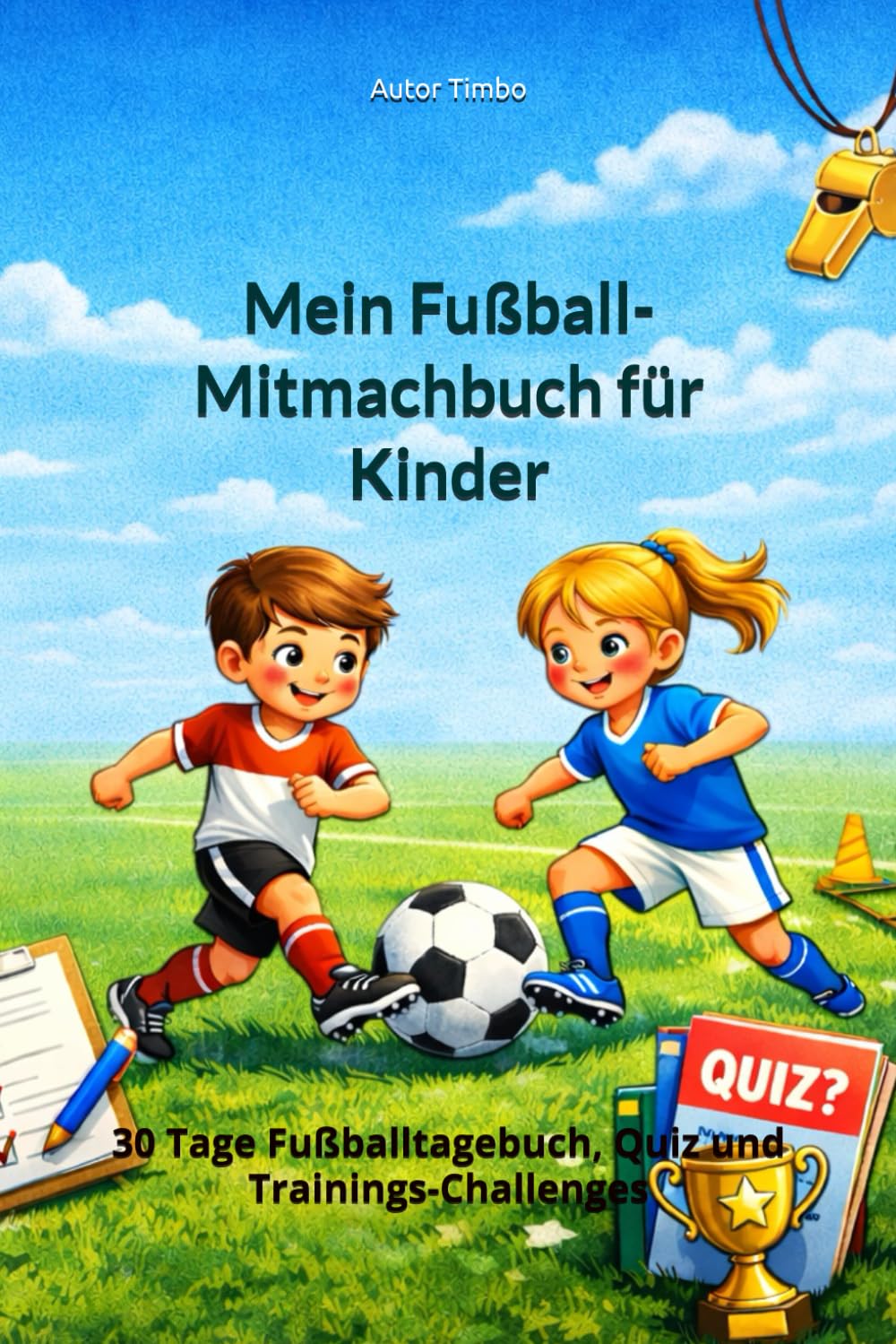 Mein Fußball-Mitmachbuch für Kinder: 30 Tage Fußballtagebuch, Quiz und Trainings-Challenges
