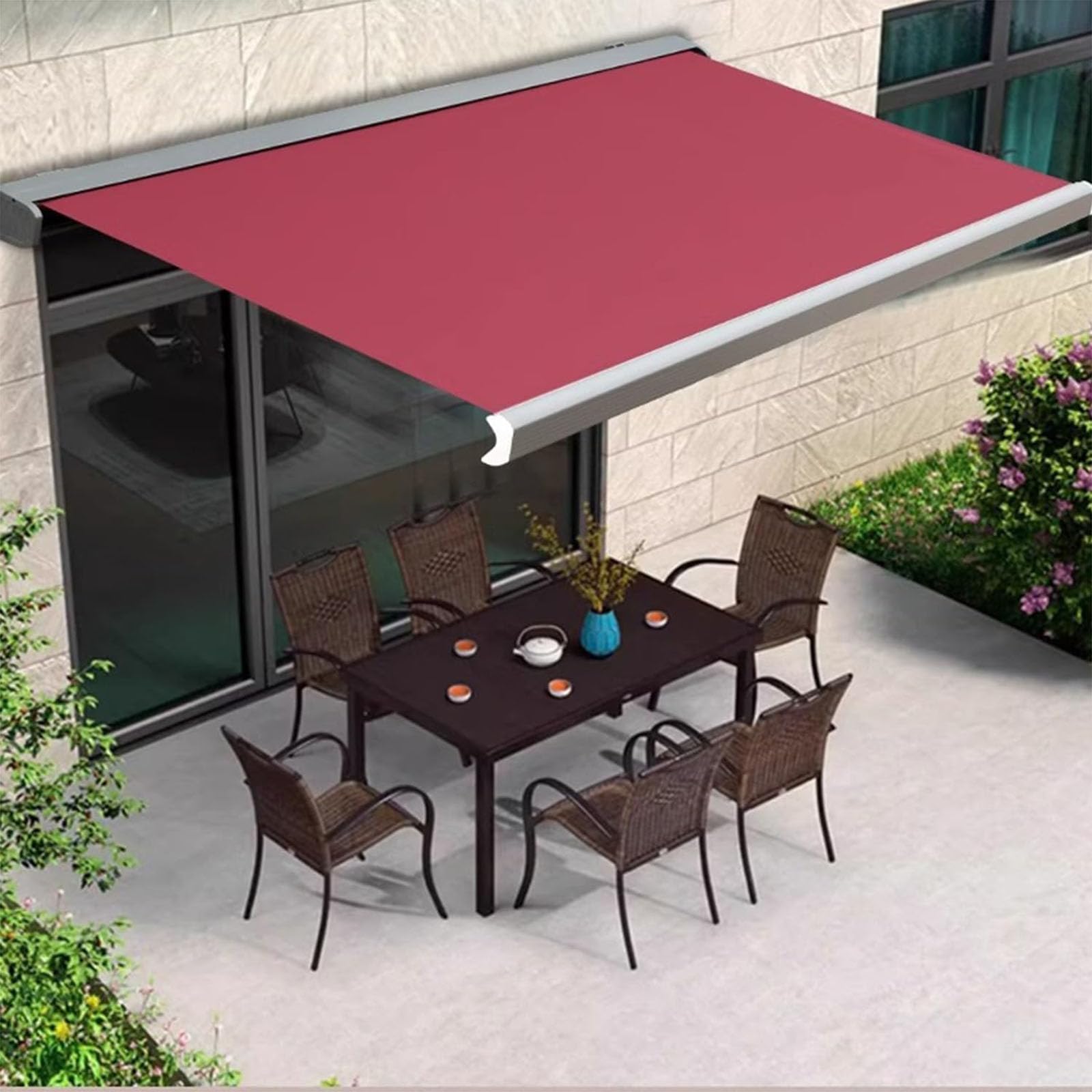 Tenda elettrica retrattile con luci a LED e telecomando, telaio in alluminio per patio, cortile, giardino e balcone