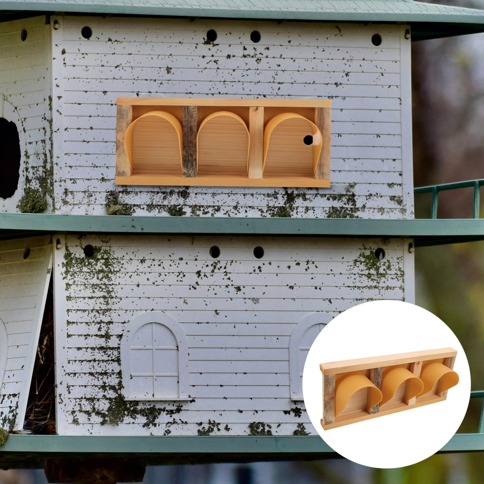 Puerta para Jaula de Aves Estilo Europeo Esquinas Redondeadas, Madera Resistente la Intemperie y Fácil Instalación para Pajareras y Salto de Aves