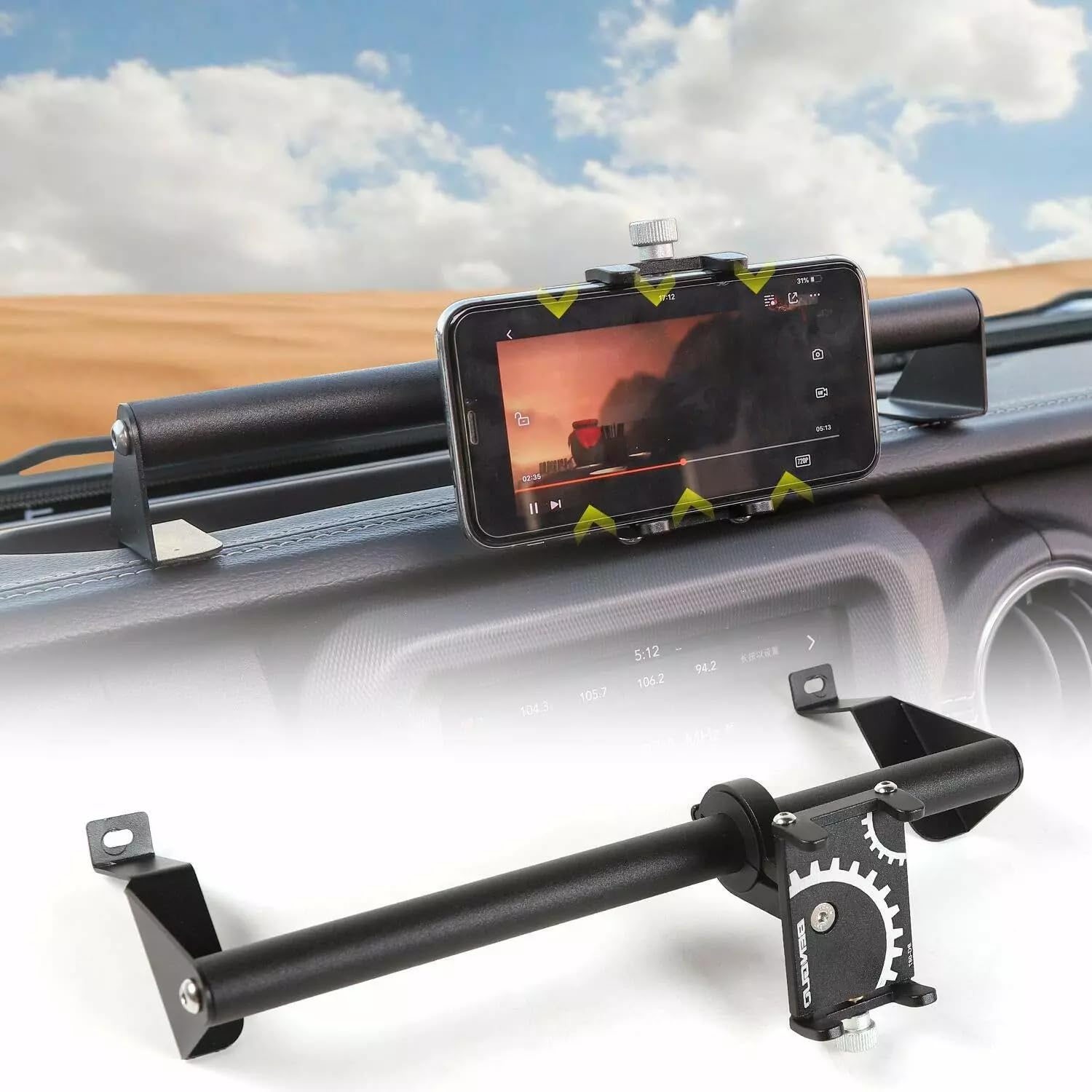 Uchwyt na telefon Uchwyt na telefon na deskę rozdzielczą Kompatybilny z 2018-2023 Jeep Wrangler JL JLU & Unlimited & Gladiator JT