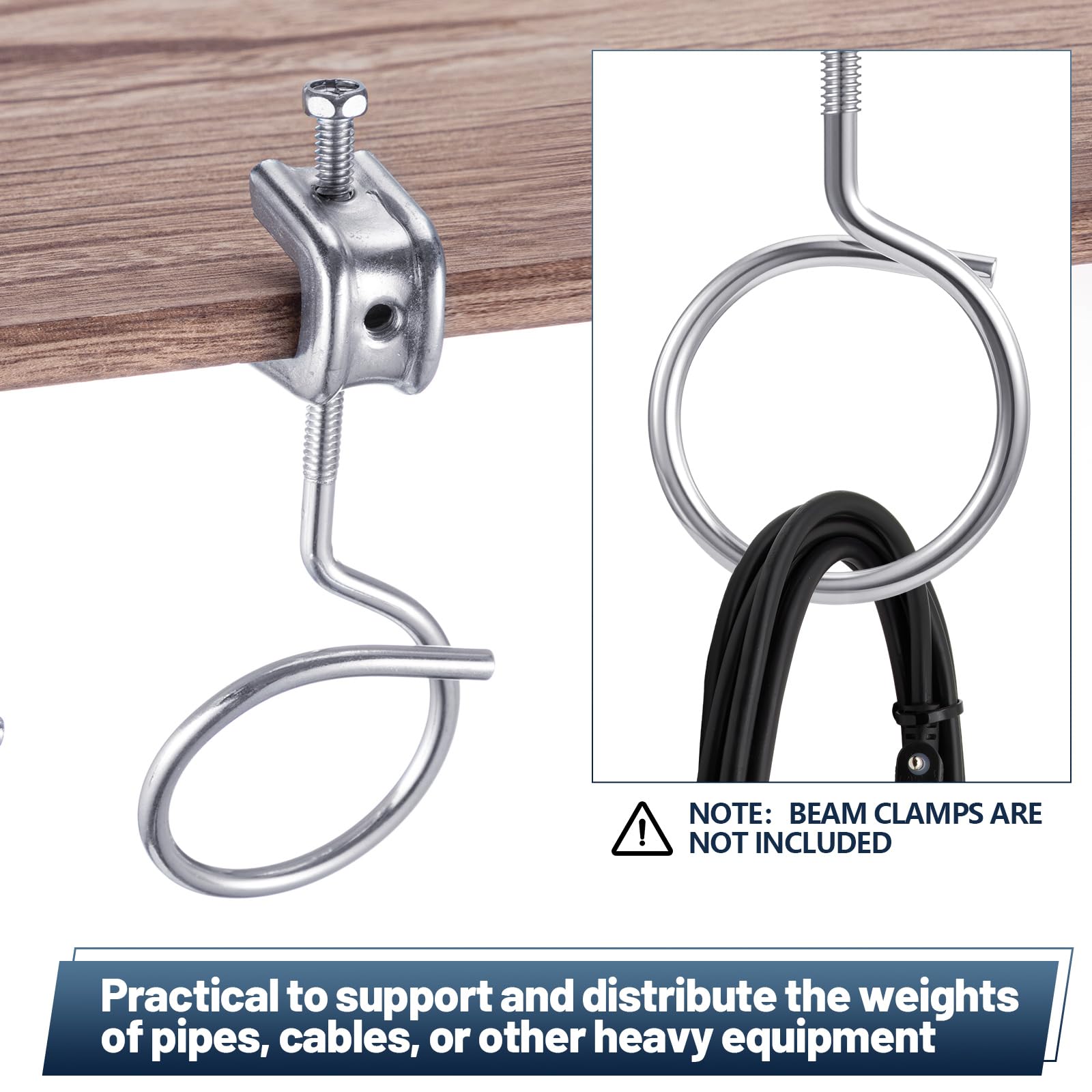 Bridle Rings - 5 Pack 1/4"-20 Steel Cable Hangers -4