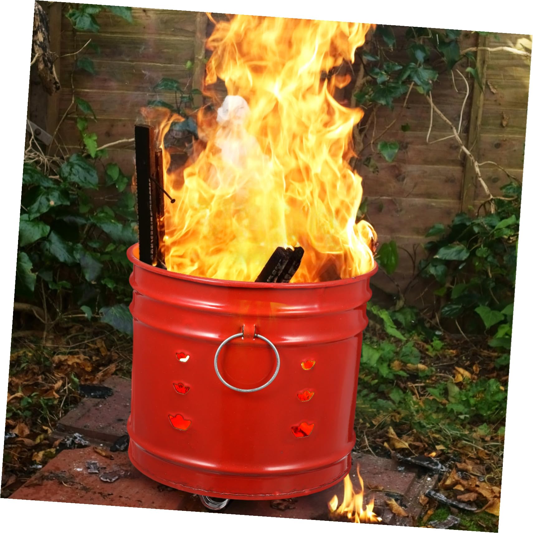iplusmile Cubo para Quemar Papel Moneda En Jardín Esmalte Rojo 6 No., Incinerador Ventilación para Combustión, Barril De Sacrificio para Exteriores, 1 Unidad