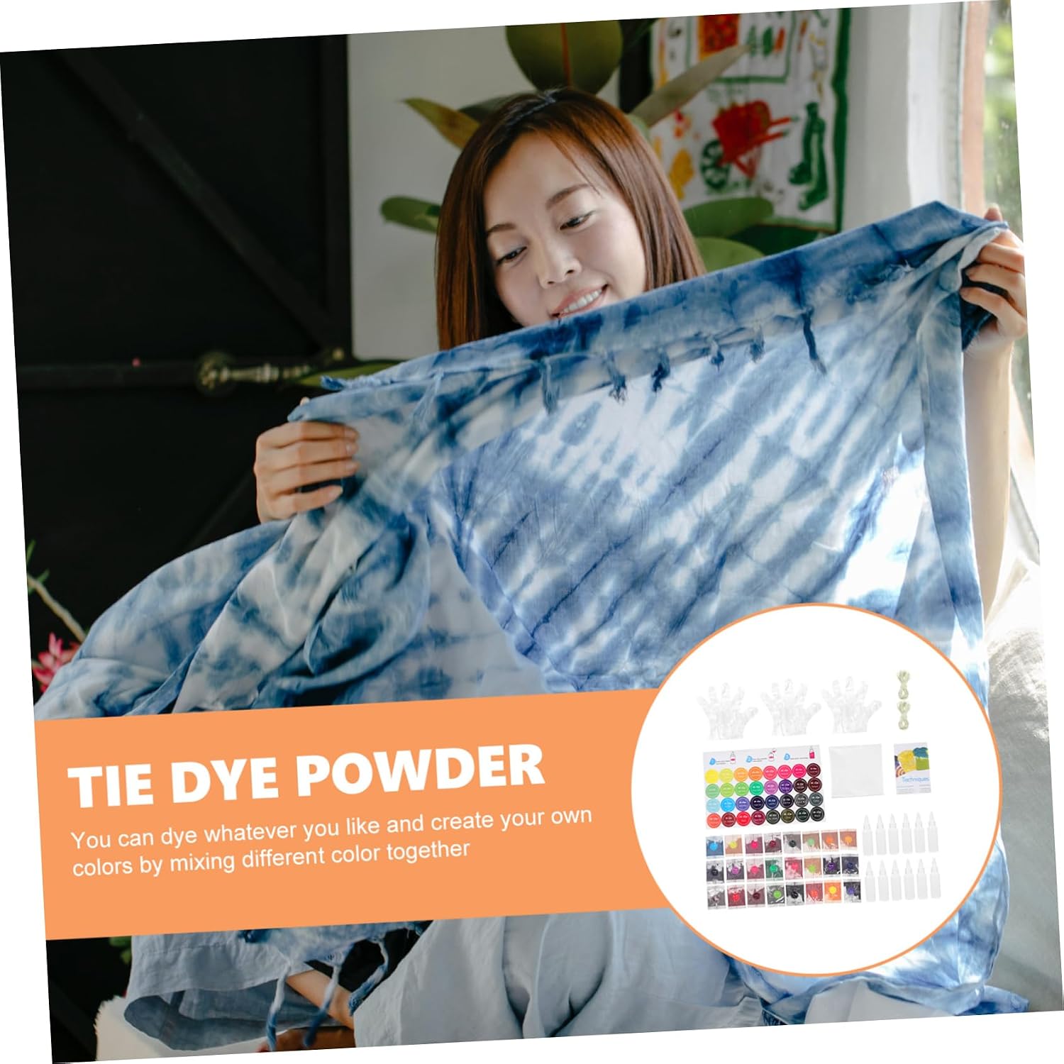 HOMSFOU 1Set Color Tie Dye Powder for Adults Permanent Dyeing Kit for DIY Crafts for Shirts Hats More Safe Materials for Family Fun