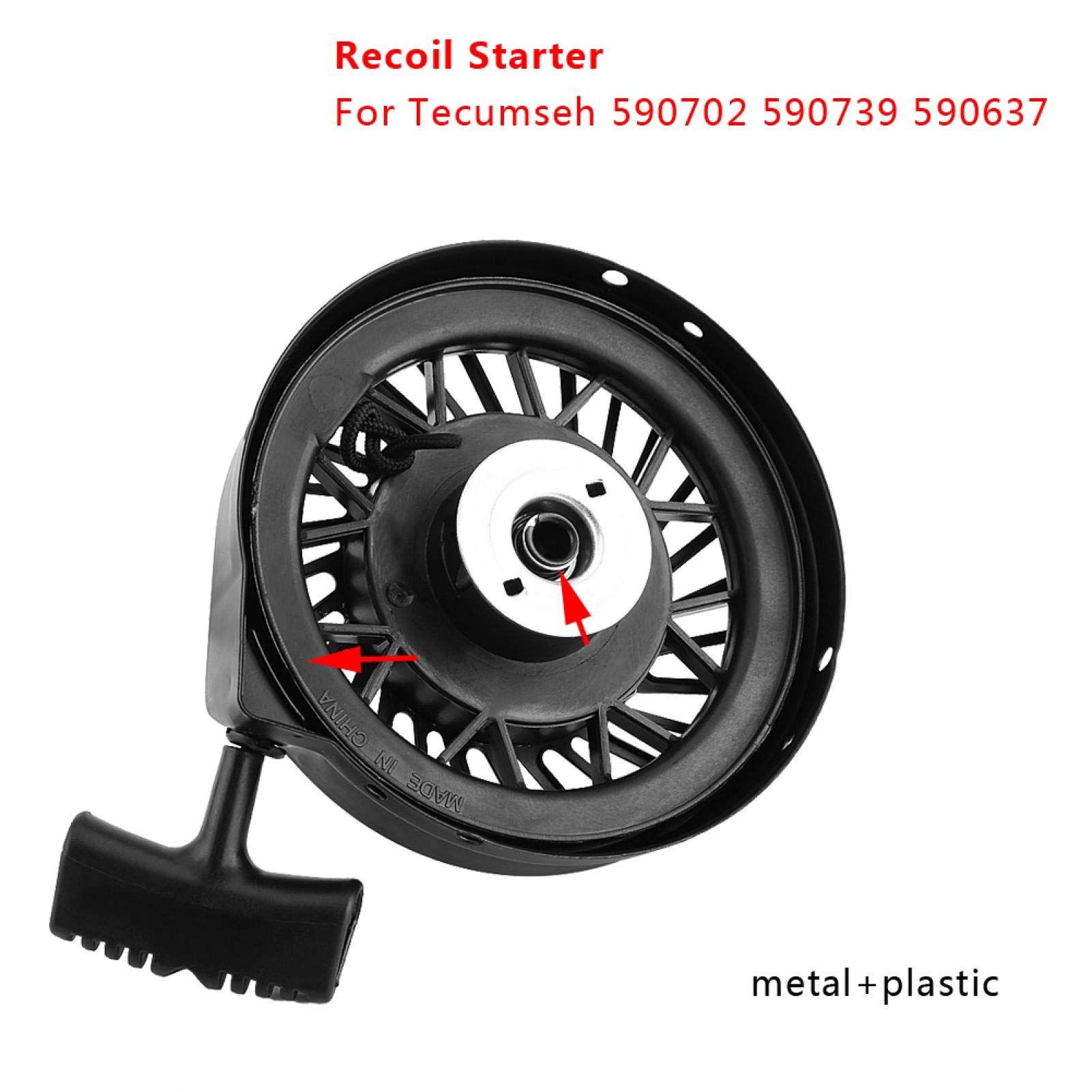 Qiilu Recoil Rasenmäher Starter Pull Start Seilzugstarter für Tecumseh 590702 590739 590637 LV195EA LEV80 LEV115