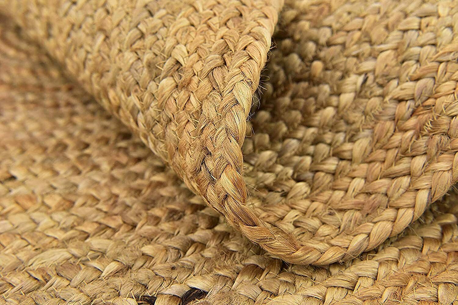 Ripaz Tapis Rond tissé à la Main en Jute Naturelle (180 cm de circonférence)