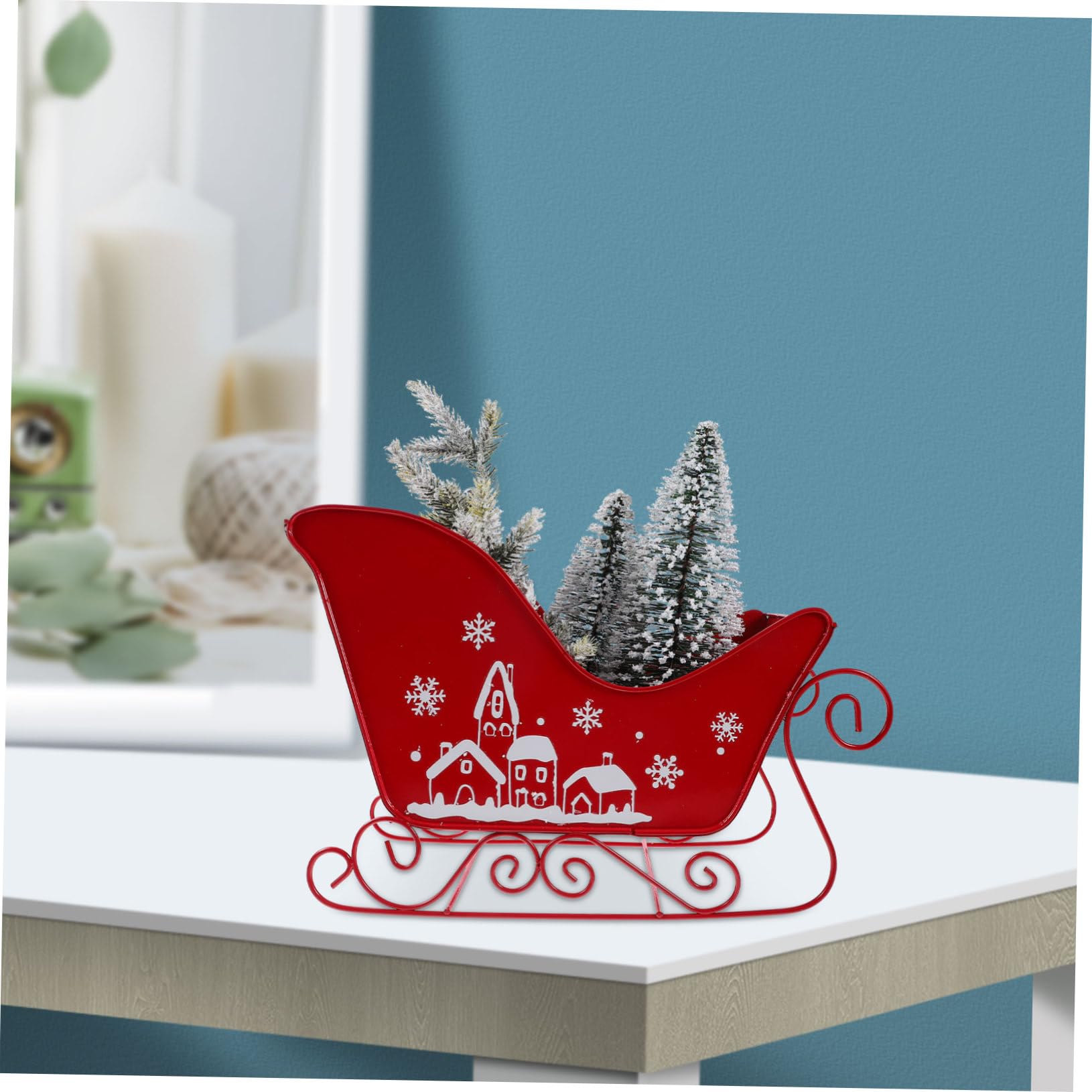 Trineo Decorativo Navideño Mediano De Resina, Adorno Clásico para Decoración Navideña del Hogar, Complemento Festivo para Mesa y Sala, Pieza Ligera y Estable