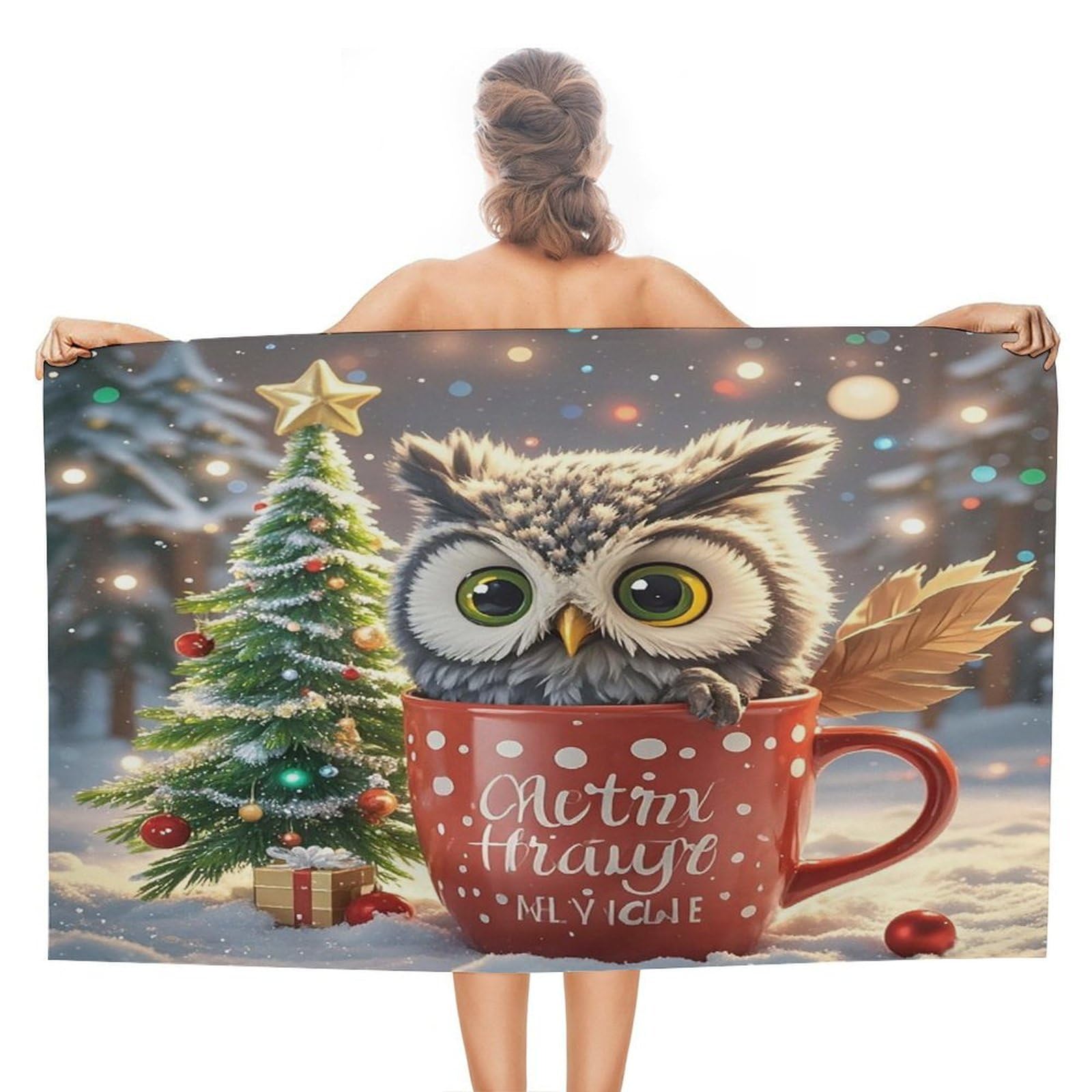 FekiLoot Owl Cup Beach Towel Absorbent & Quick Dry Pool Towels 31 X 51 Inches Extra Large Sandfree Beach Blanket Towels Soft Lightweight Travel Towel for Swim Yoga Camping