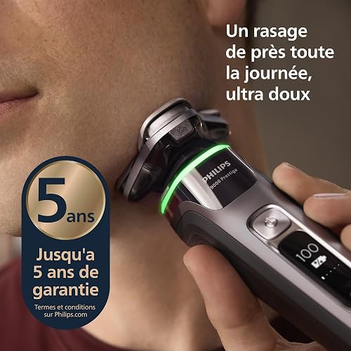 Philips Shaver i9000 Prestige, Wet & Dry Electric Shaver, Dark Slate, with Skin IQ Technology, Triple Lift & Cut System, 360 Rotating Dual SteelPrecision Blades, Quick Clean Pod, Model XP9202/30 - 2