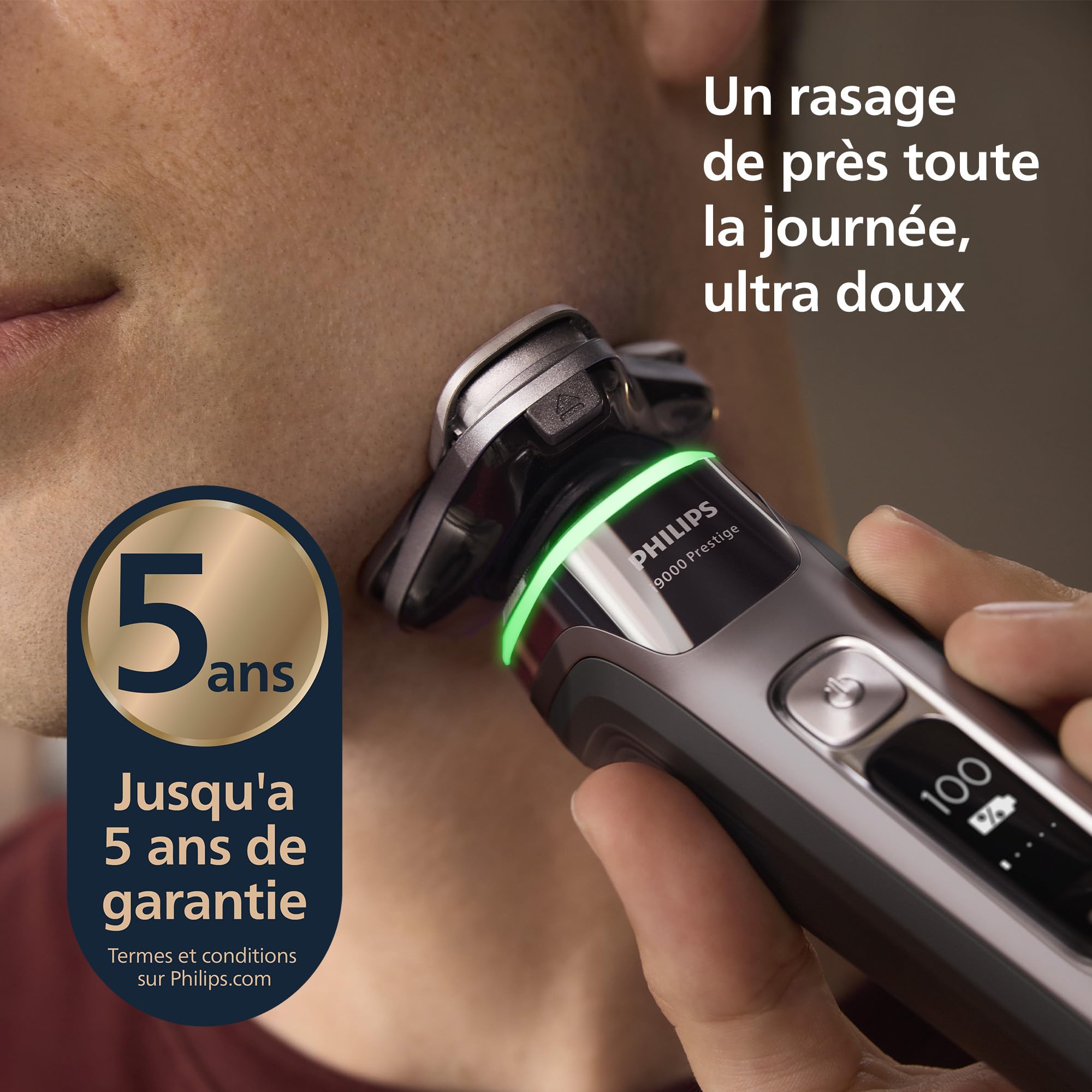 Philips Rasoir i9000 Prestige, Rasoir électrique sec et humide, avec technologie Skin IQ, système Triple Lift & Cut, lames rotatives à 360° Dual SteelPrecision, styler à barbe, modèle XP9202/33