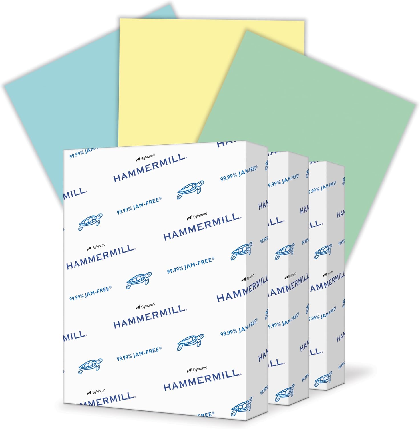 Hammermill Colored Assortment-Canary, Blue, Green Printer Paper, 20lb, 8.5x11, Letter Size 3 Ream (1,500 Sheets)