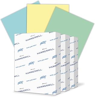Surtido de colores Hammermill: papel para impresora canario, azul y verde, 20 lb, 8,5 x 11, tamaño carta 3 resmas (1500 hojas)