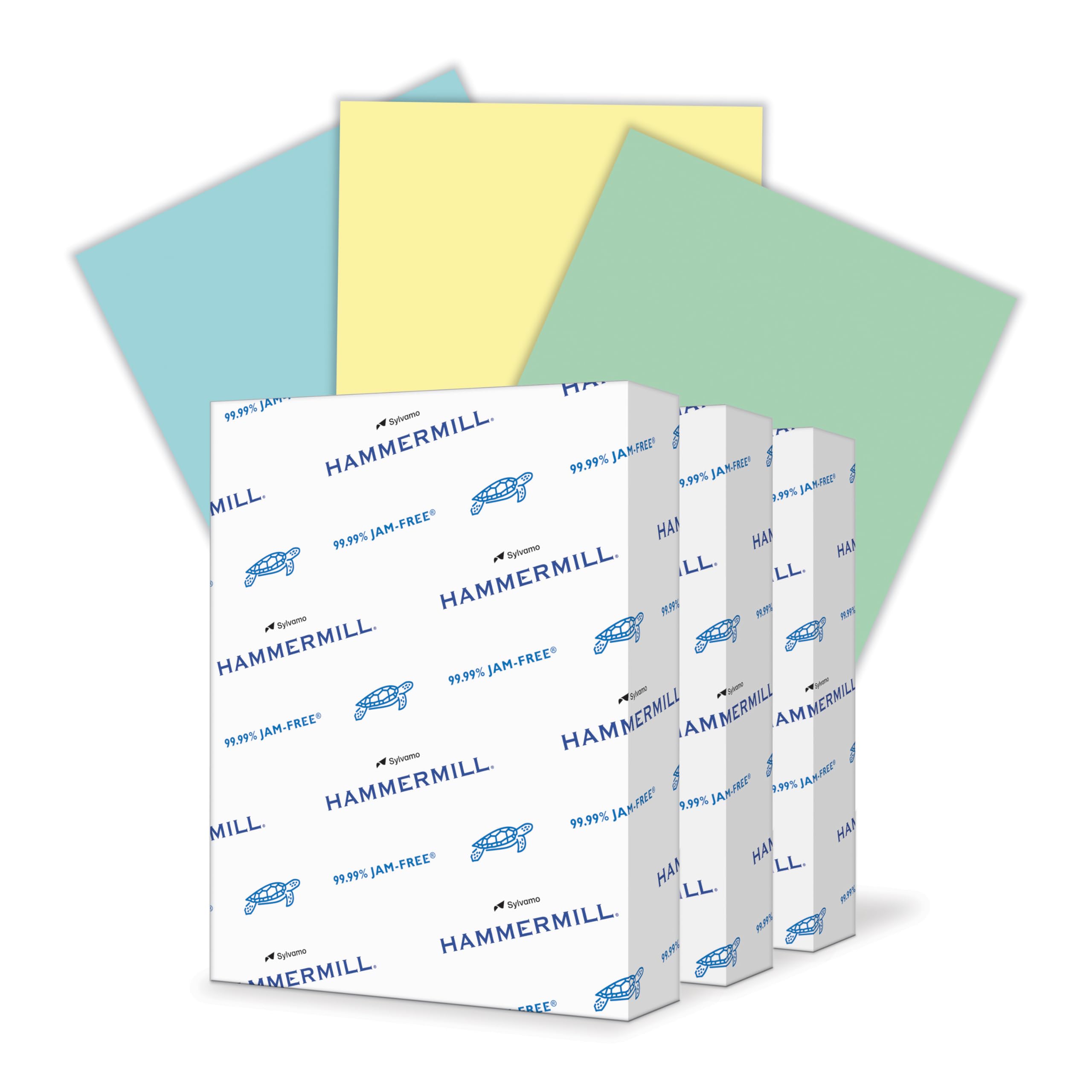 Hammermill Colored Assortment-Canary, Blue, Green Printer Paper, 20lb, 8.5x11, Letter Size 3 Ream (1,500 Sheets)