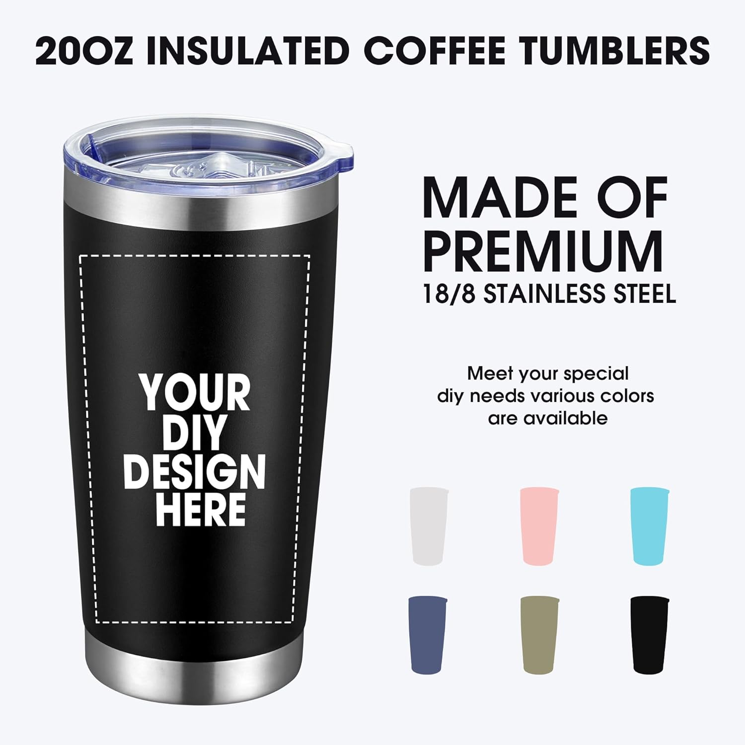 Personalized Coffee Tumbler Print in USA 20oz Stainless Steel Double Wall Insulated Coffee Cup With Text Photo Logo - Image 3