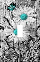 Vista 91 de Cubierta de Pared de Interruptor y Toma de Corriente de 1 Gang de Patrón Texturizado de Mármol Turquesa Oscuro Azul Gris Moderno Abstracto de Lujo