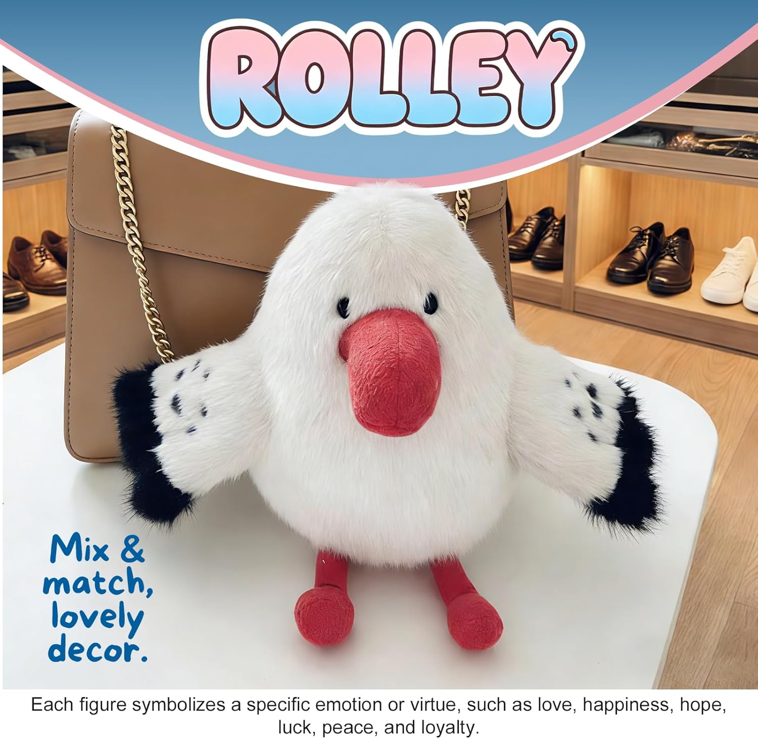 Red-Billed Gull Plush Keychain,Cute Funny Purse Charms for Handbags, Tote Bag Charms, Backpack Keychain for Women. - Image 4