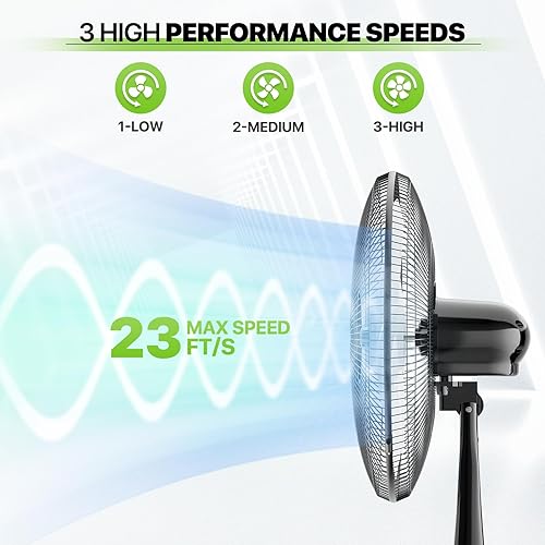 Miniatura 8 de Magshion Ventilador de pedestal silencioso oscilante de 17 pulgadas con control remoto para el dormitorio interior del hogar (negro)