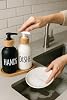 Busstier Dish Detergent and Soap Dish Set Stylish Double Set with Bamboo Tray Black and White Modern Design Kitchen Countertop Organizer (Cylinder) with Composite Material [Energy Grade A++]