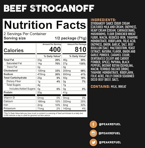 Miniatura 2 de Peak Refuel Beef Stroganoff | Alimentos liofilizados para mochileros y campamentos, sabor increíble, alto en proteínas, carne real, preparación