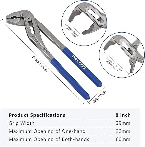 Miniatura 2 de Alicates para bomba de agua, cómodos alicates de diseño de ranura dentada para tornillo para conector para tuerca de 8 pulgadas Cr-V