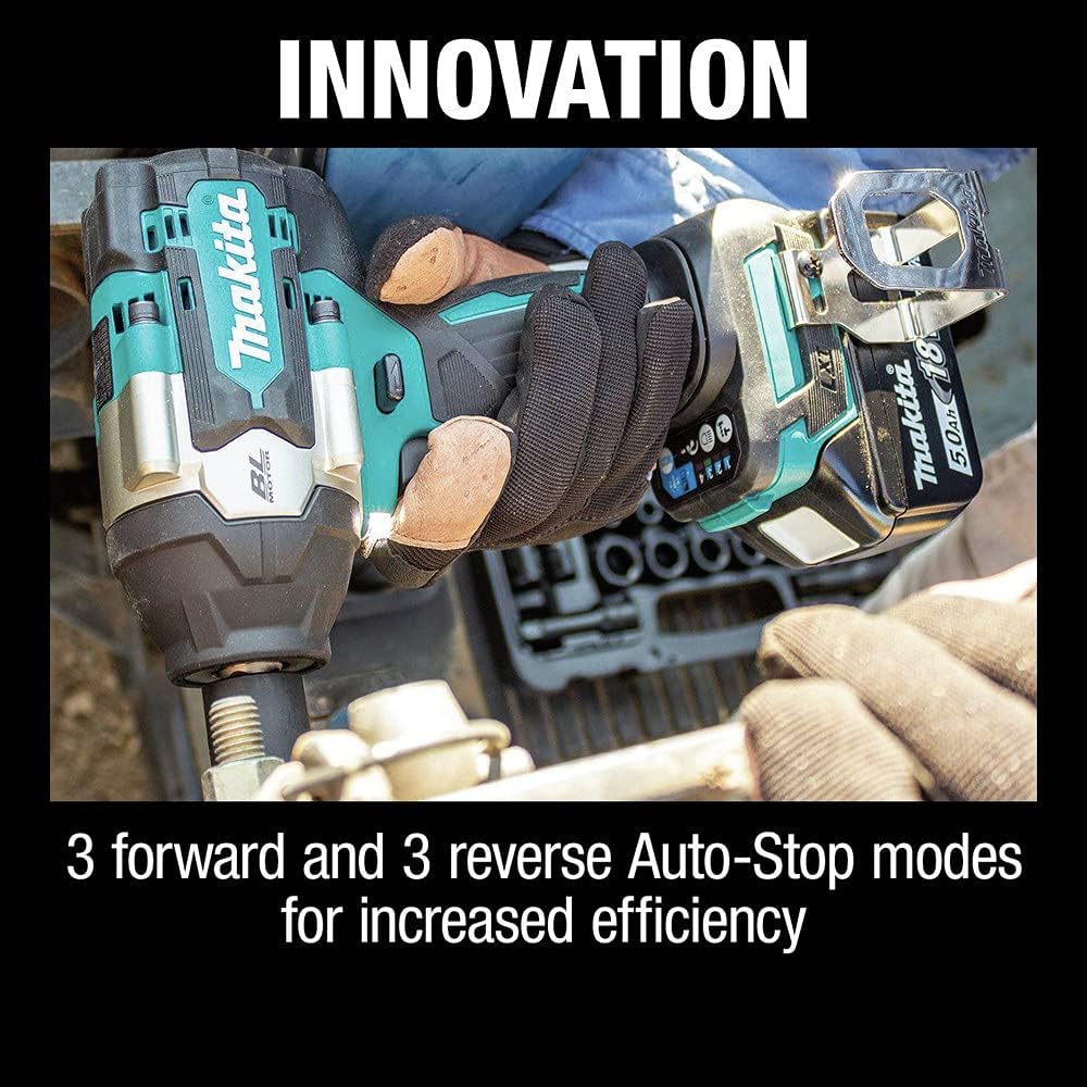 Makita XWT17T 18V LXT® Lithium-Ion Brushless Cordless 4-Speed Mid-Torque 1/2" Sq. Drive Impact Wrench Kit w/Friction Ring Anvil (5.0Ah)