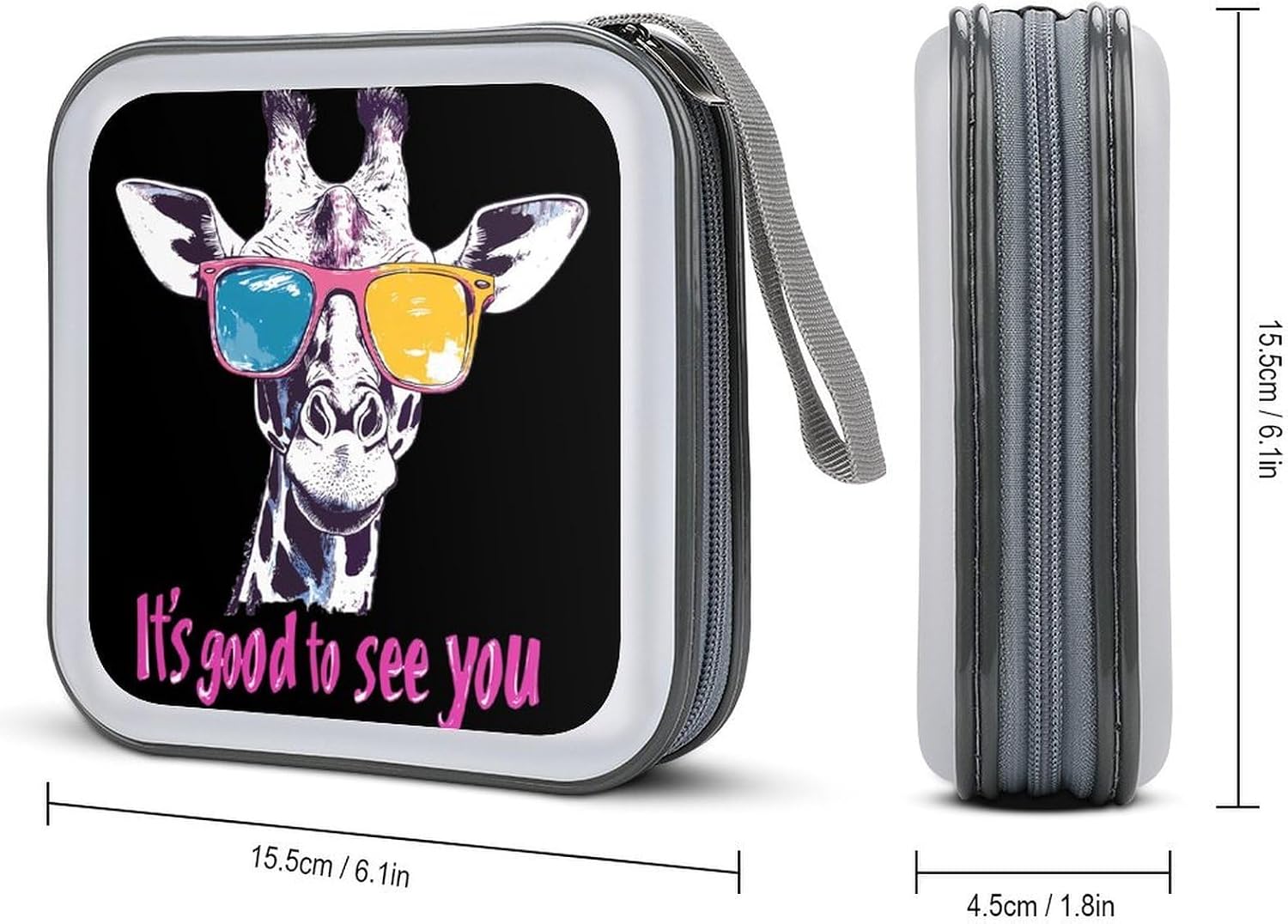 Giraffes It's Good to See You Protective CD Case Storage Rack 40 Capacity DVD Holder Organizer Car Travel