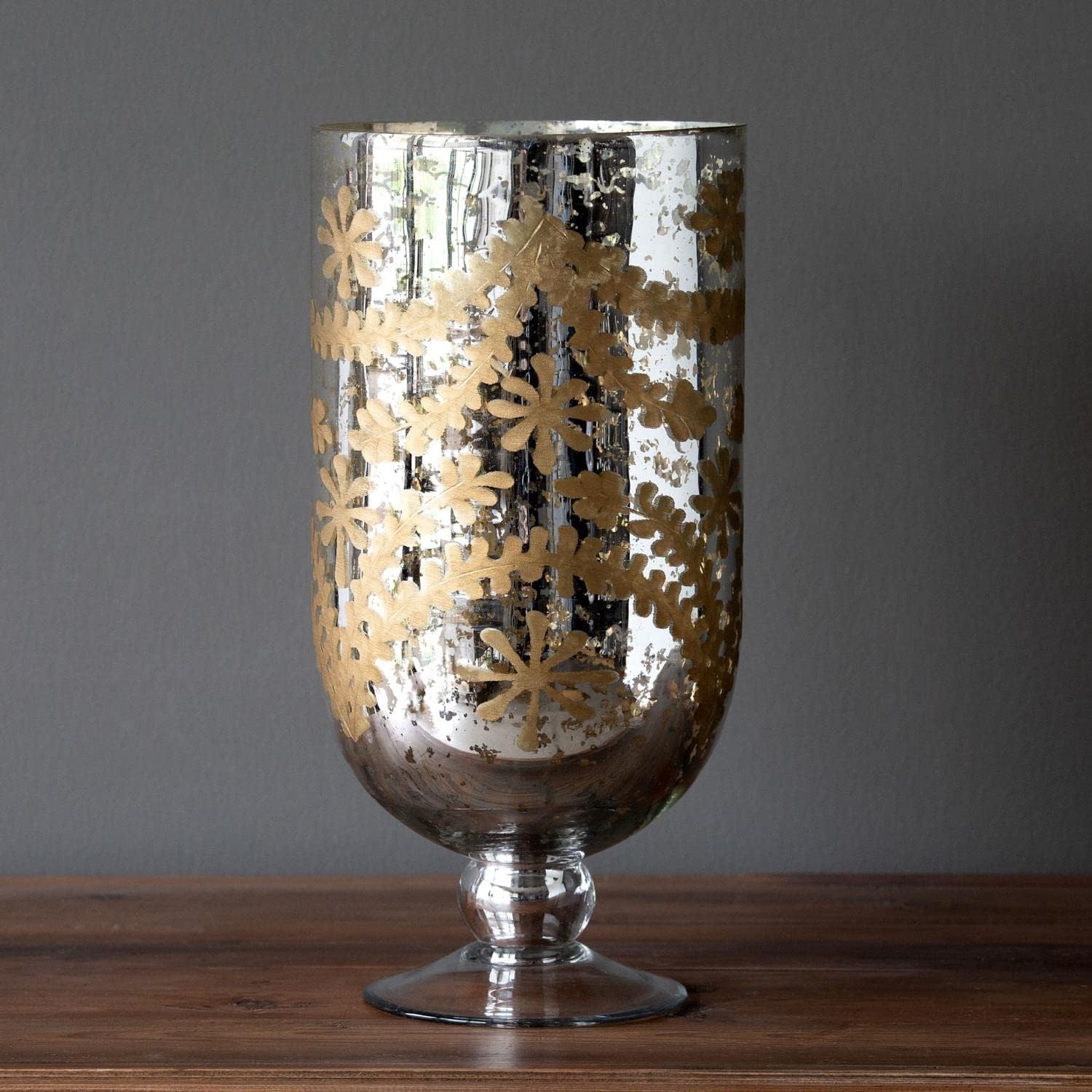 Park Hill Collection Bronze Relief Pattern Footed Hurricane, Tall