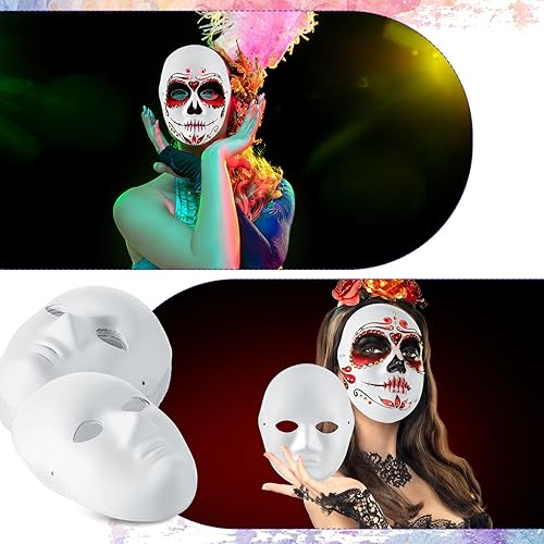 Miniatura 5 de Hiboom 80 máscaras faciales completas para bricolaje, máscaras de papel pintables, máscaras de papel maché, máscara de mascarada, máscara