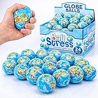 Vista 1 de Paquete de 24 minibolas de espuma suave con forma de globo, juguete de 2.5 pulgadas, juguete de mundo exprimible para aliviar el estrés, novedades