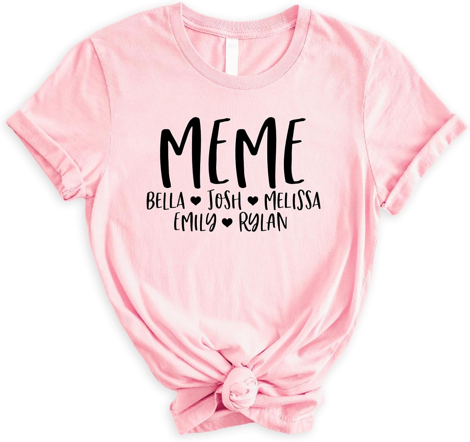 Custom Meme Shirt with Names, Personalized Names Heart Graphic Tshirt for Women, Customizable Family Love Tee, Unique Mother's Day Gift, Birthday Gift Idea, Baby Announcement, Add Names Shirt, Mom Tee
